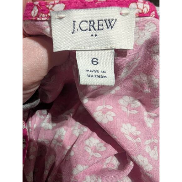 J. Crew Women's Pink Floral Print Tiered Maxi Swing Dress Size 6 V neck ruffle - Picture 3 of 7